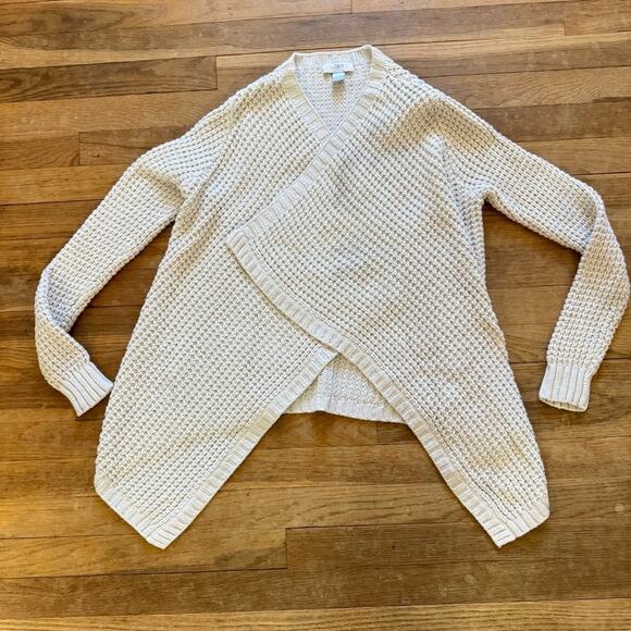 Loft cream and gold thread open front cardigan sweater size medium M
 b34 - Picture 1 of 4